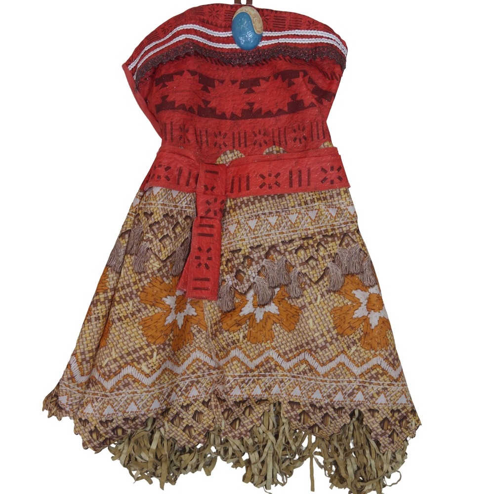 Disney Moana Costume Dress 4-6X With Working Singing Magical Seashell Necklace